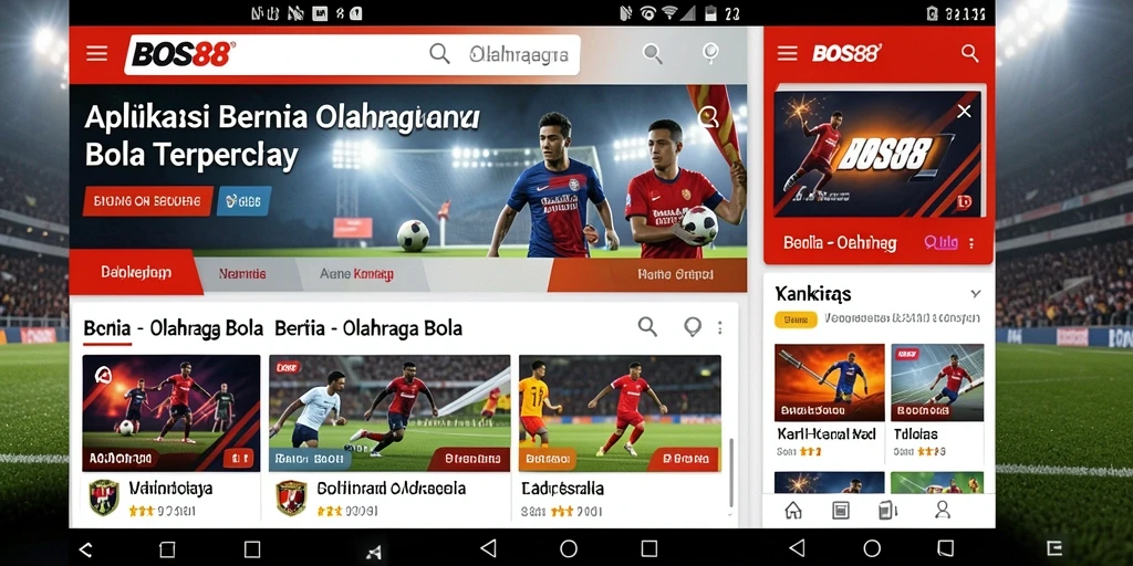 Antarmuka utama aplikasi BOS88 dengan berita olahraga bola terbaru.