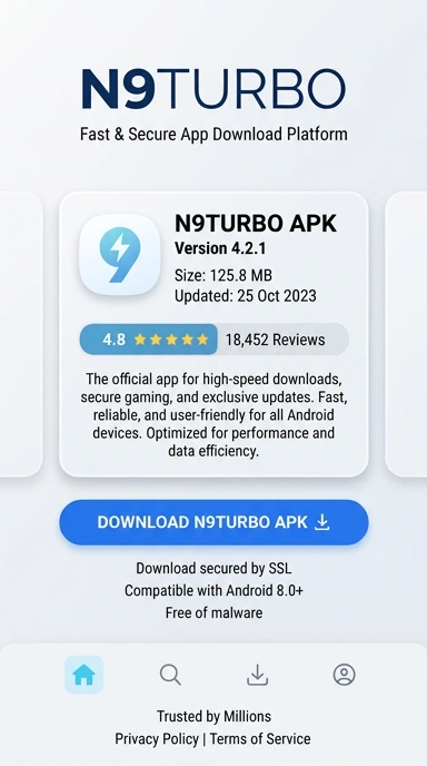 Tampilan halaman APK n9turbo