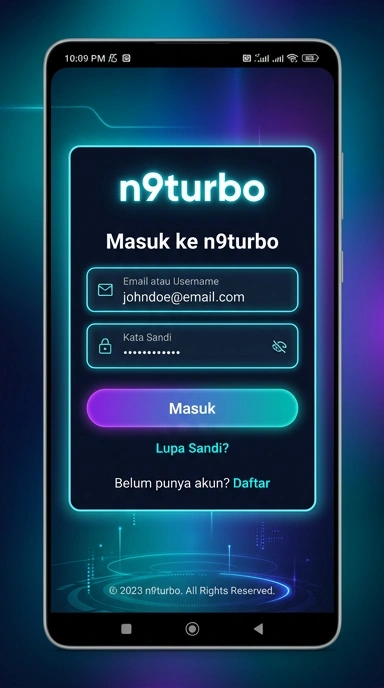 Tampilan halaman login n9turbo